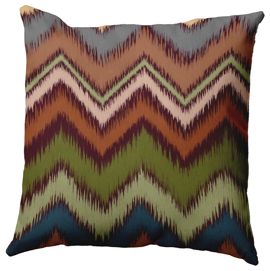 18"x18" Ikat Chevron Decorative Throw Pillow, Pomegranate