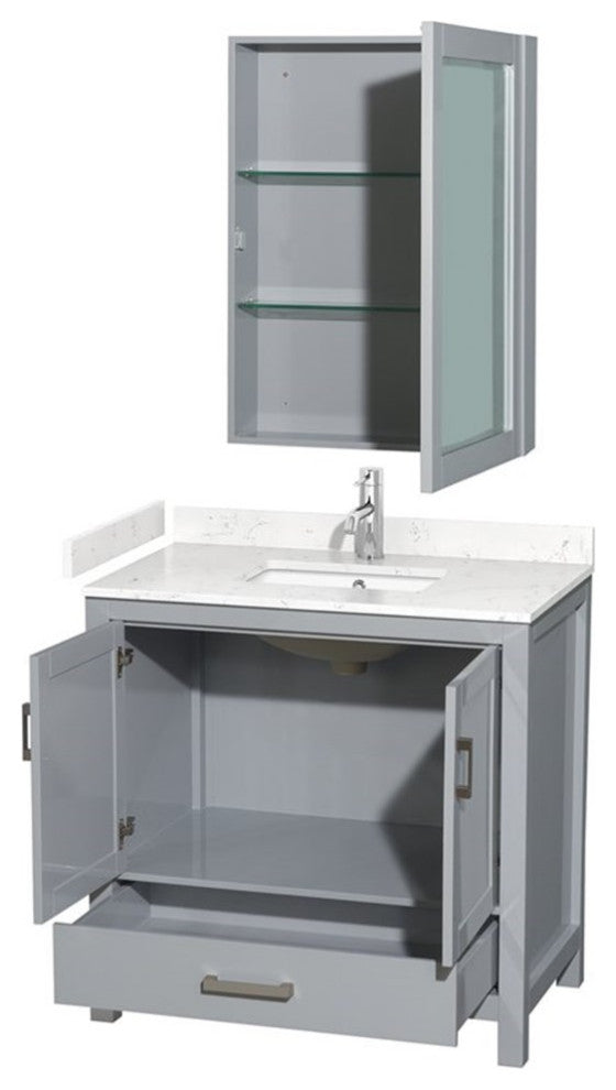 Wyndham Collection Sheffield 36" Cabinet Wood Single Bathroom Vanity in Gray