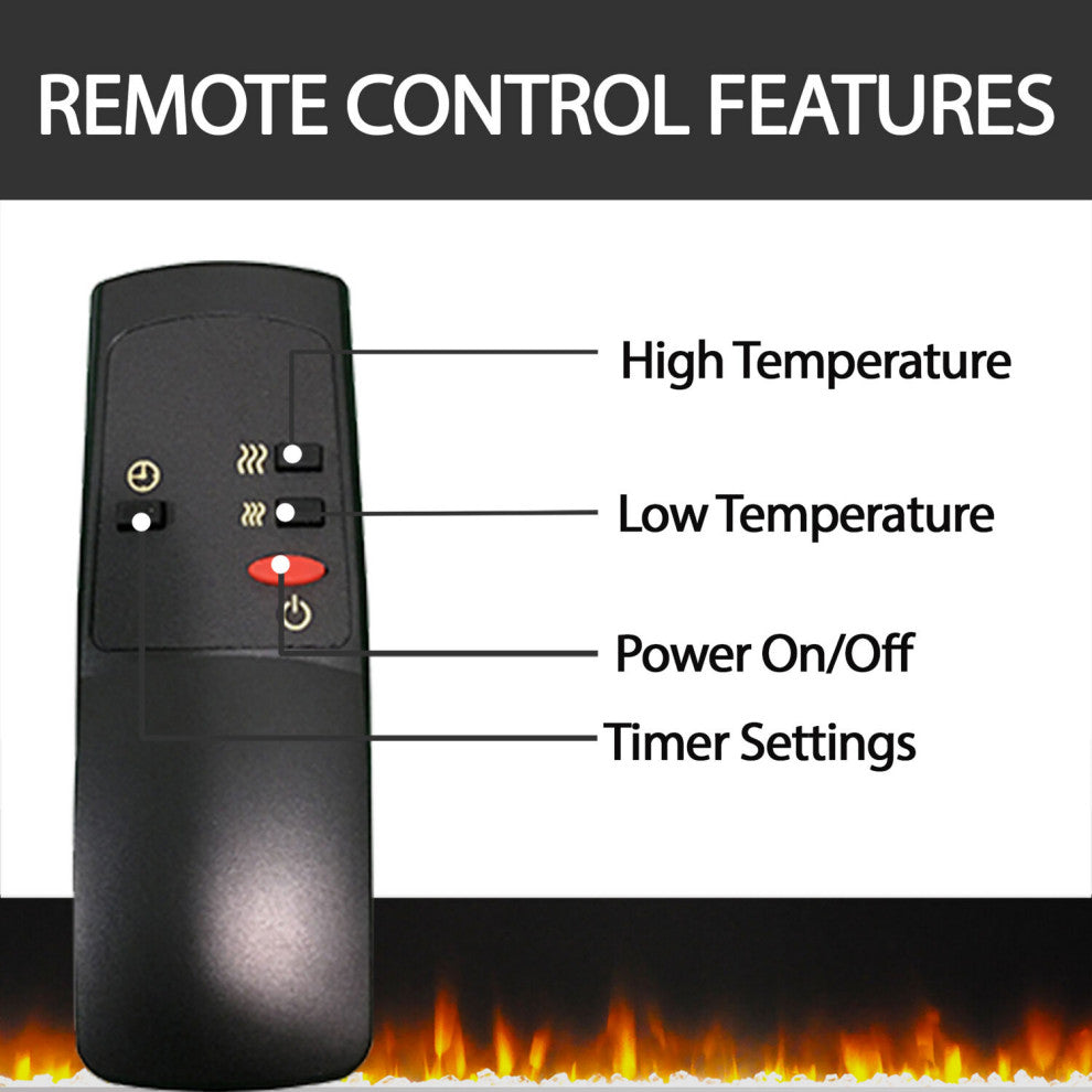 23" Freestanding 5116 BTU Electric Fireplace Heater Insert WithRemote Control