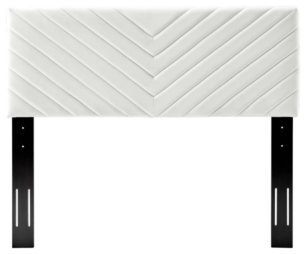 Tufted Headboard, King Size, Velvet, White, Modern Contemporary, Bedroom Master