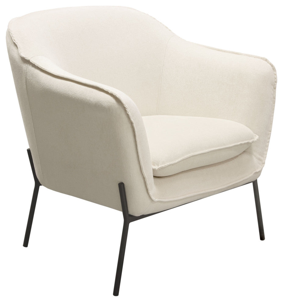 Status Accent Chair in Cream Fabric with Black Powder Coated Metal Leg