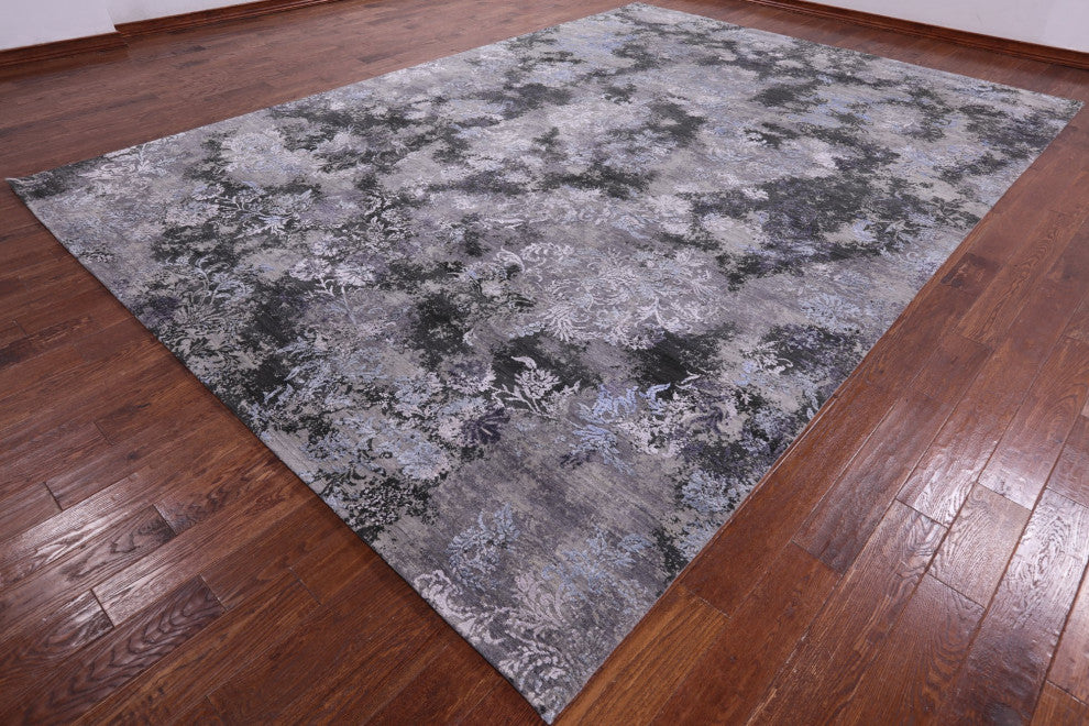 Modern Handmade Wool and Silk Rug 9' 11" X 14' 3" Q7077