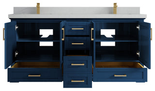 Boston 72 Double Sink Bath Vanity in Navy Blue 2" Carrara Quartz