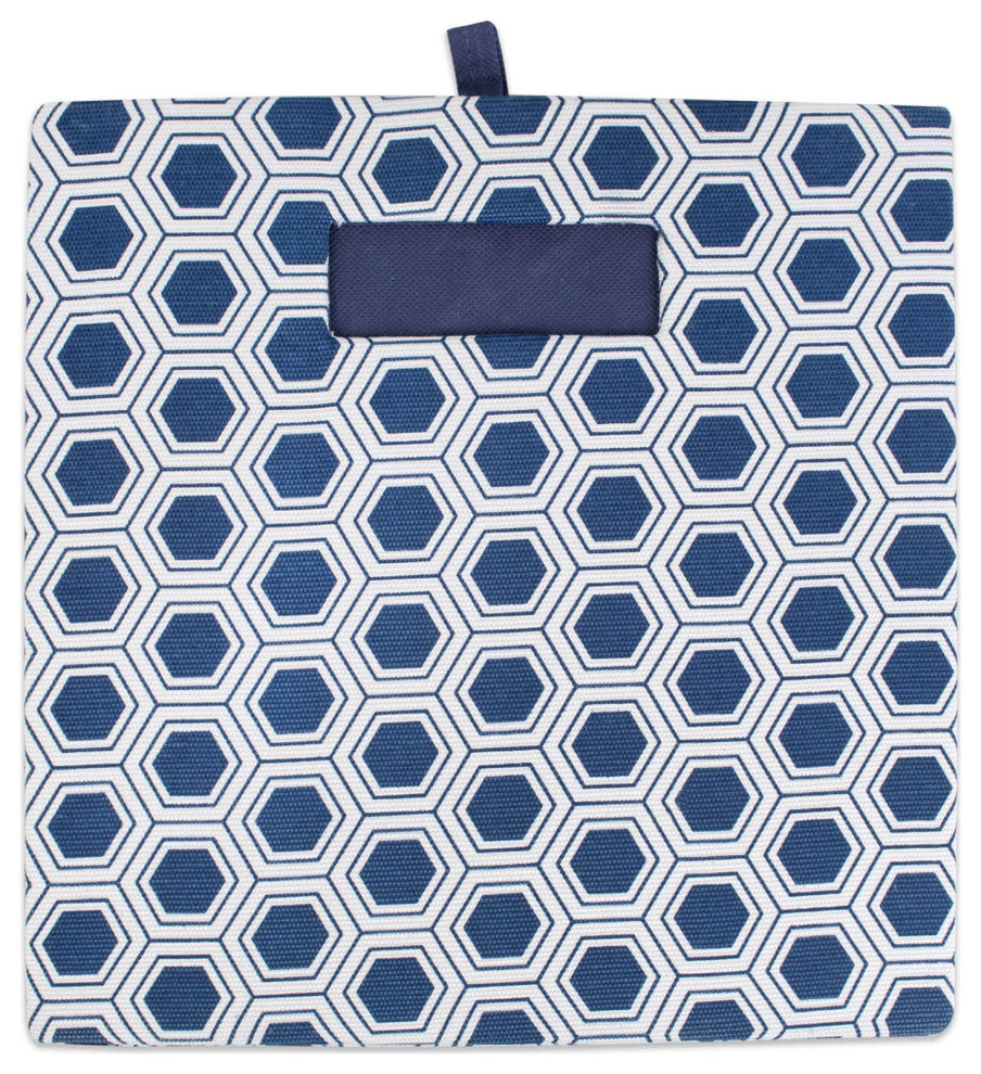 Polyester Cube Honeycomb Nautical Blue Square 13"x13"x13"