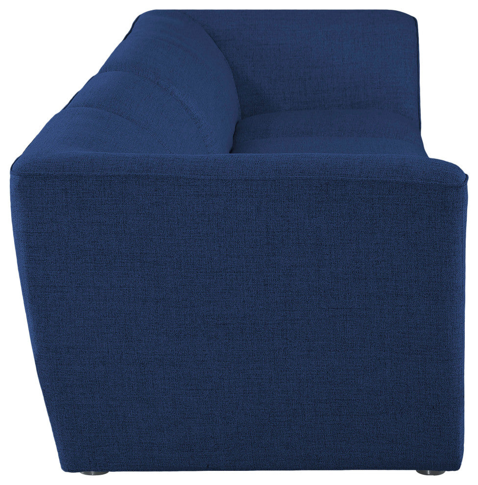 Miramar Linen Textured Fabric Upholstered 4-Piece Modular Sofa, Navy