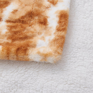 Luxury Pumpkin Orange Brown Rabbit Faux Fur Sherpa Throw Blanket, 63" X 90"