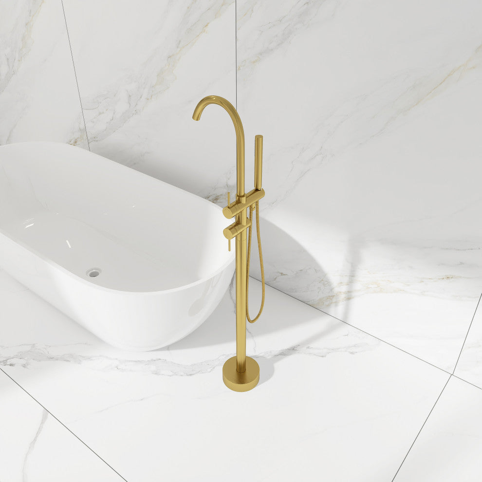 Freestanding Double Handle Clawfoot Tub Faucet, Gold