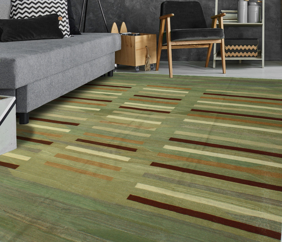 Winchester Kilim Aethelst Green Rug