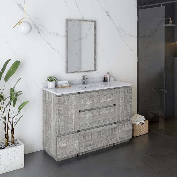Formosa 48" Ash Single Sink Modern Bathroom Vanity Set, Faucet Fft1040ch