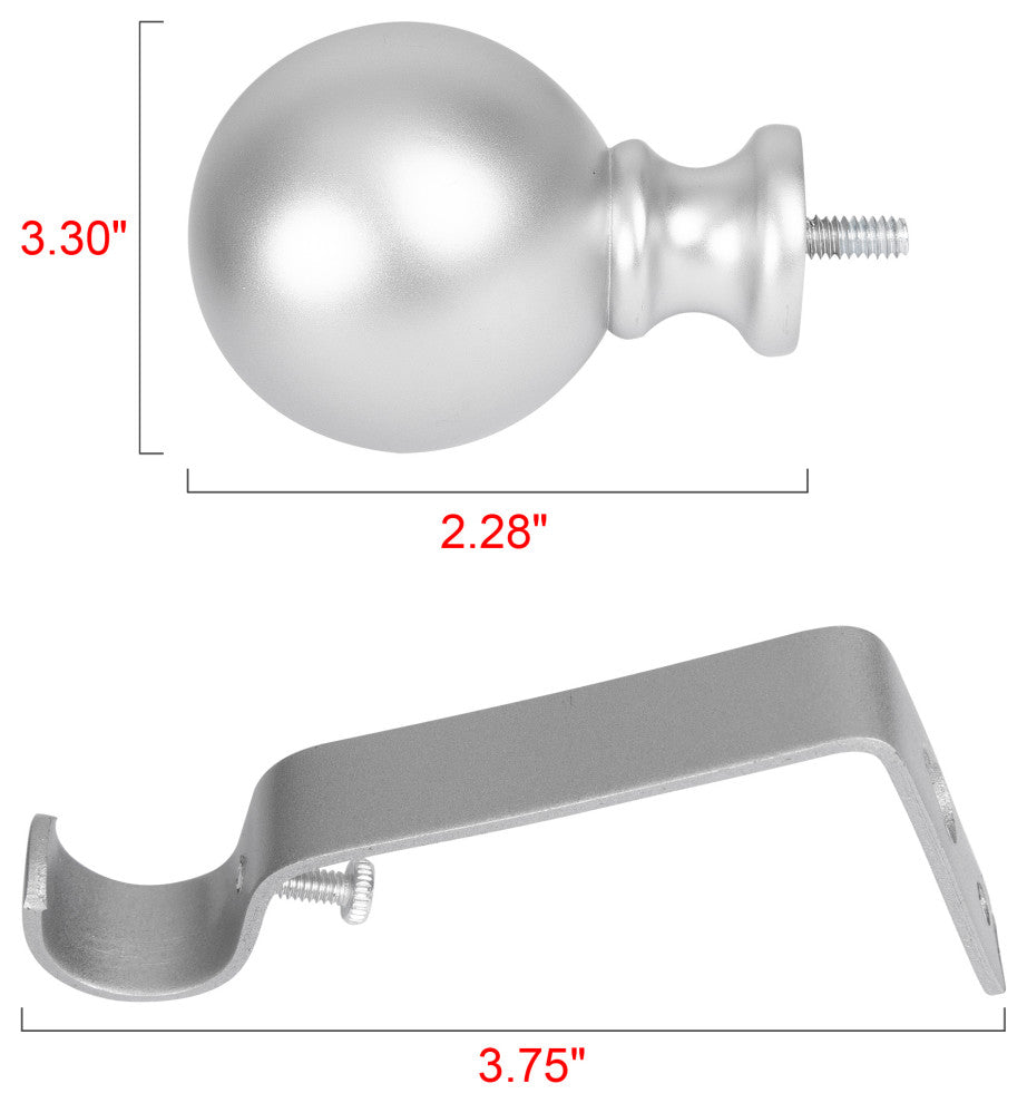 Curtain Rod With Round Finials, Adjustable Length 48-86", Nickel