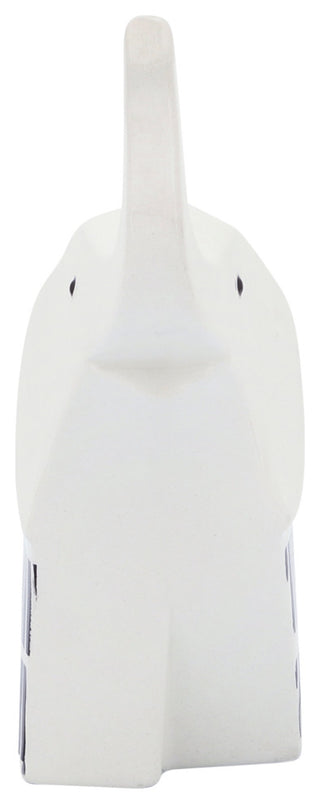 Ceramic 7"L Elephant Trunk Up, Black/White