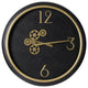 Black and Gold Gear Contemporary Round Wall Clock