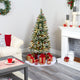 5' Frosted Swiss Pine Faux Christmas Tree With 200 Clear LED Lights and Berries