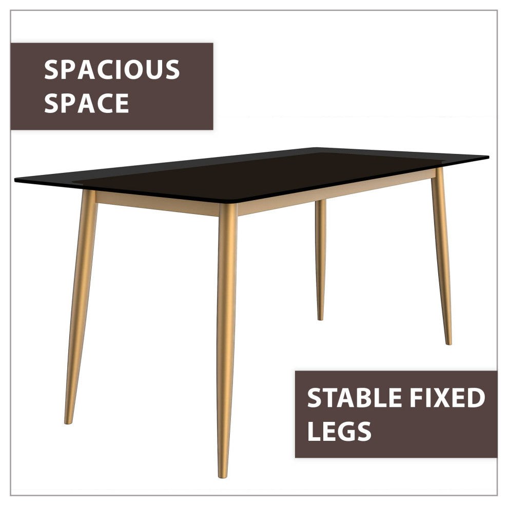 Zayle Dining Table with Rectangular Tabletop in Steel, Black, 71" Wide