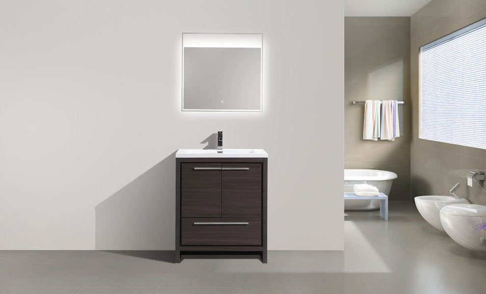 Alma-Allier Freestanding Vanity With Integrated Sink, Gray, 30"