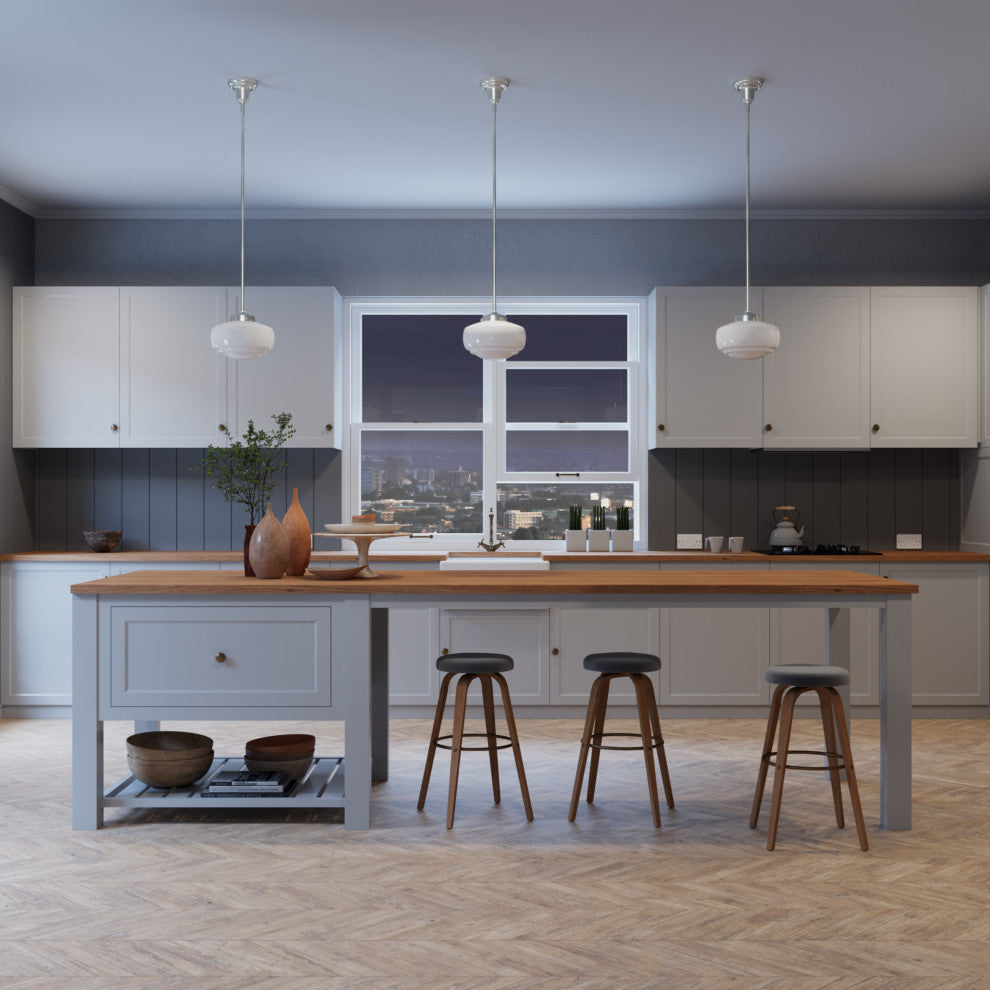 Hunter 10" Saddle Creek Brushed Nickel 1-Light Cased White Glass Pendant Fixture