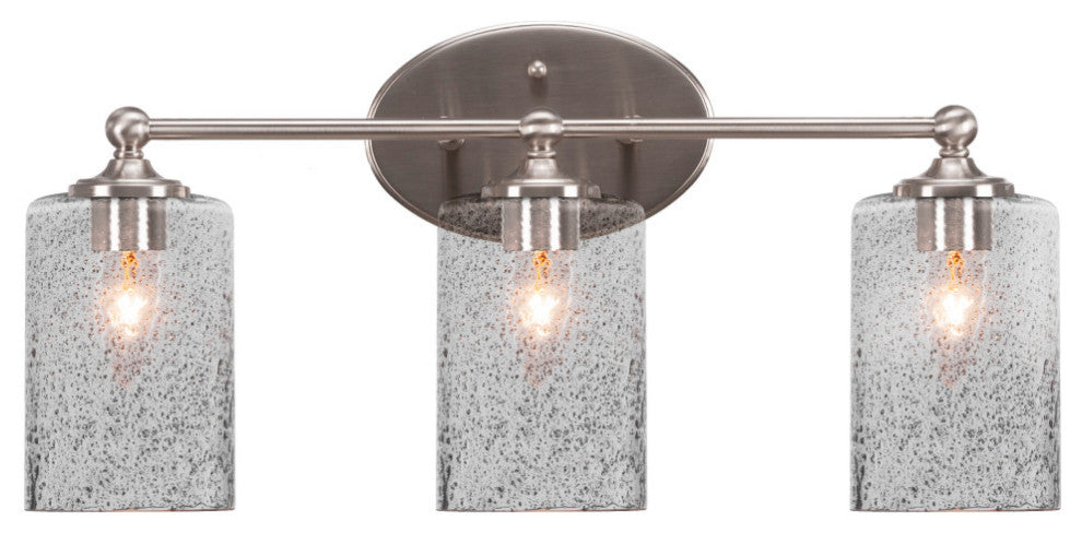 Capri 3-Light Bath Bar, Brushed Nickel/Smoke Bubble