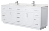 Beckett TK 84" Double Vanity, Cultured Top, Nickel Trim
