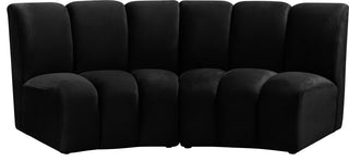 Infinity Channel Tufted Velvet Modular Chair, Black, 2 Piece