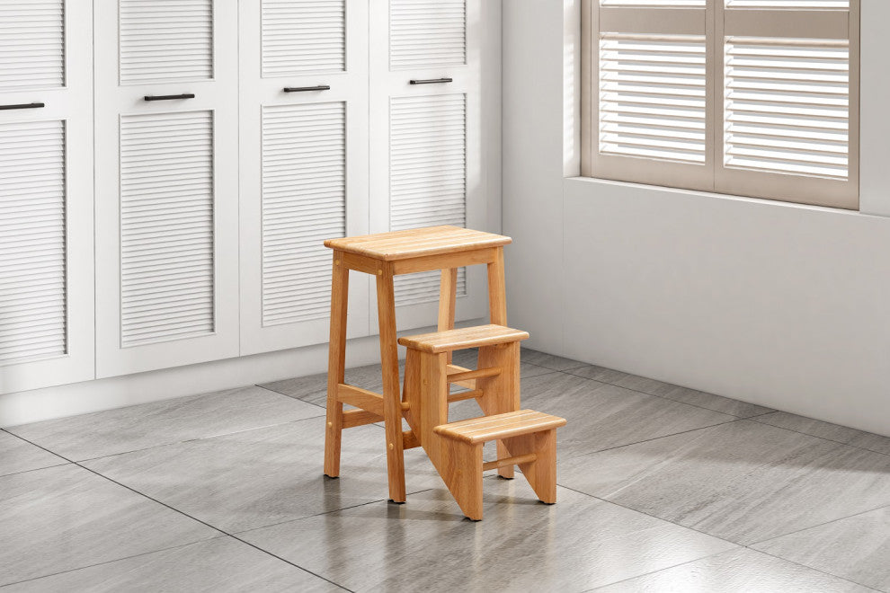 Niko Folding 3-Tier Step Stool, Natural, 24 Inch