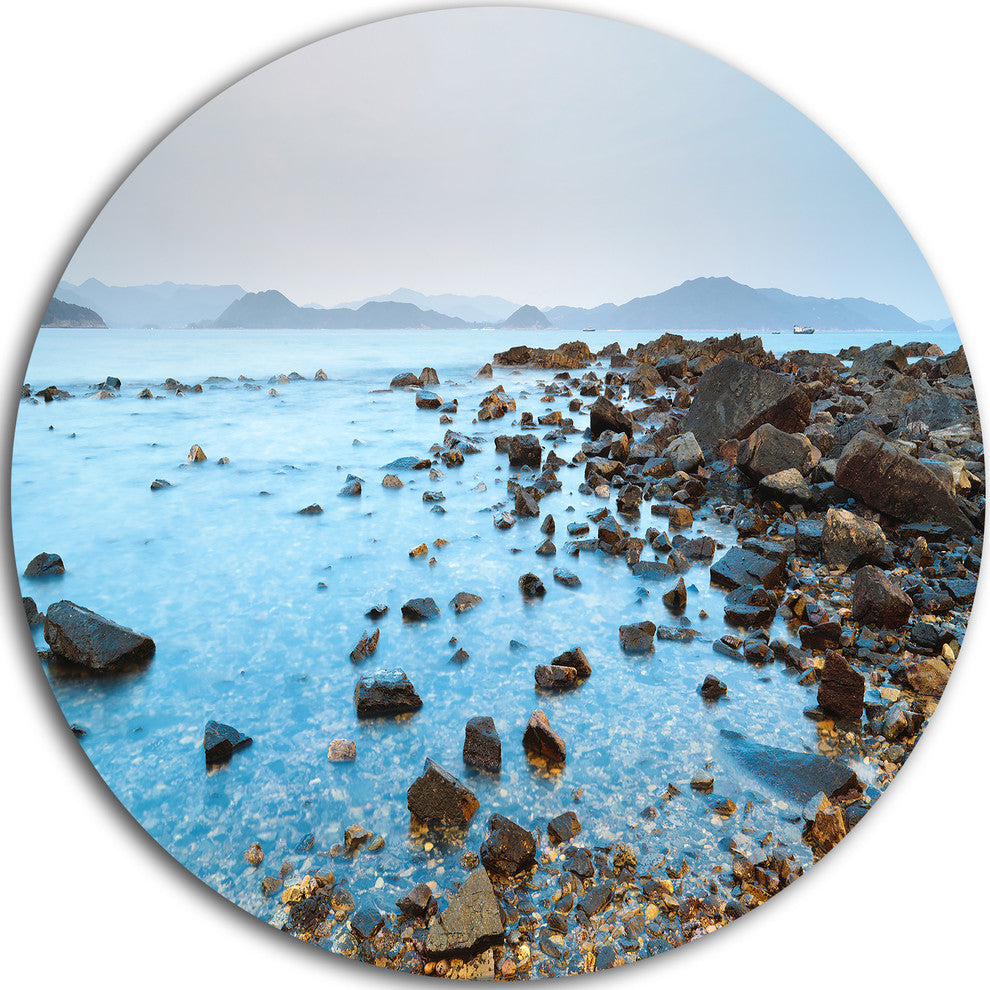 Hong Kong Port Shelter Stony Beach, Seashore Disc Metal Wall Art, 23"