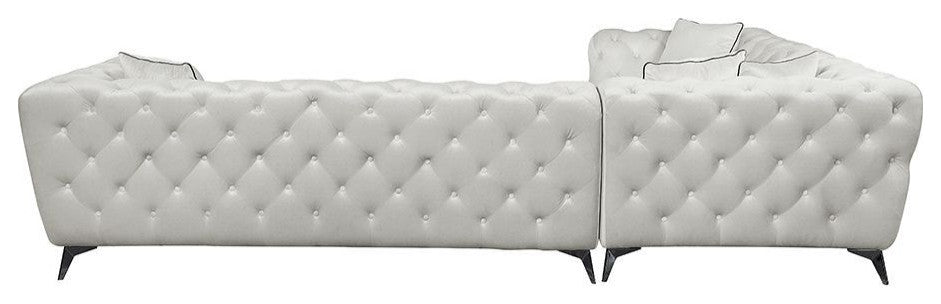 ACME Atronia Sectional Sofa With 4 Pillows, Beige Fabric