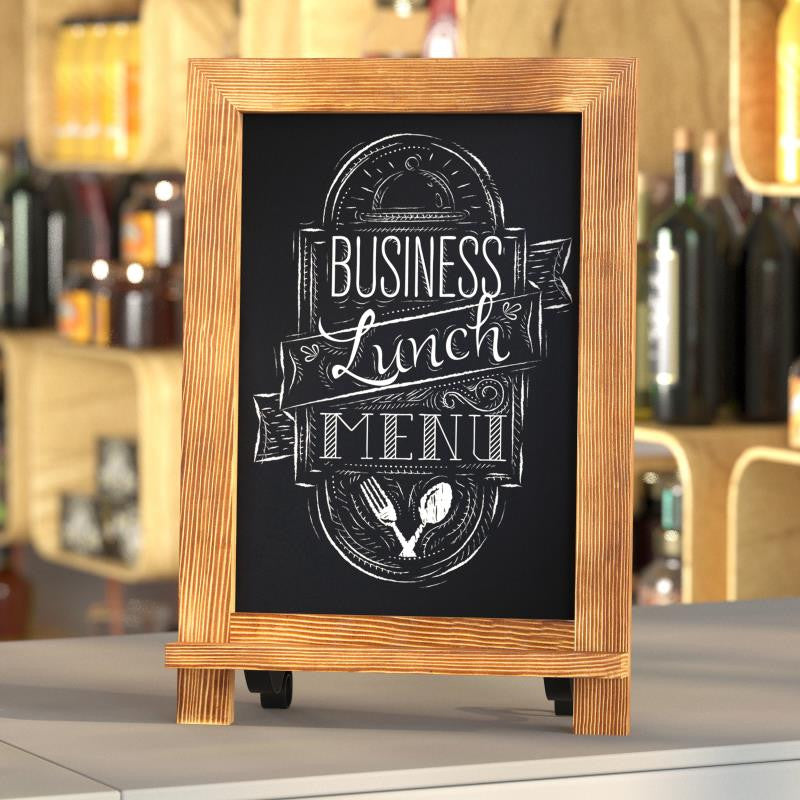 Canterbury Magnetic Chalkboard WithMetal Scrolled Legs, Hang or Countertop Board, Torched Brown