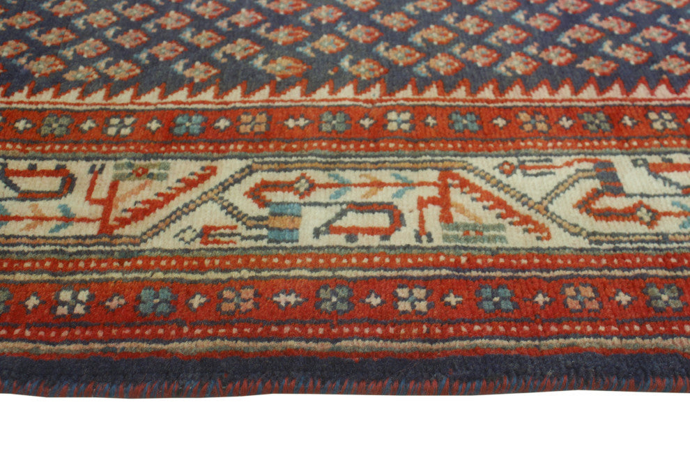 Fine Vintage Distressed Ronny Blue/Beige Runner, 3'5x10'5