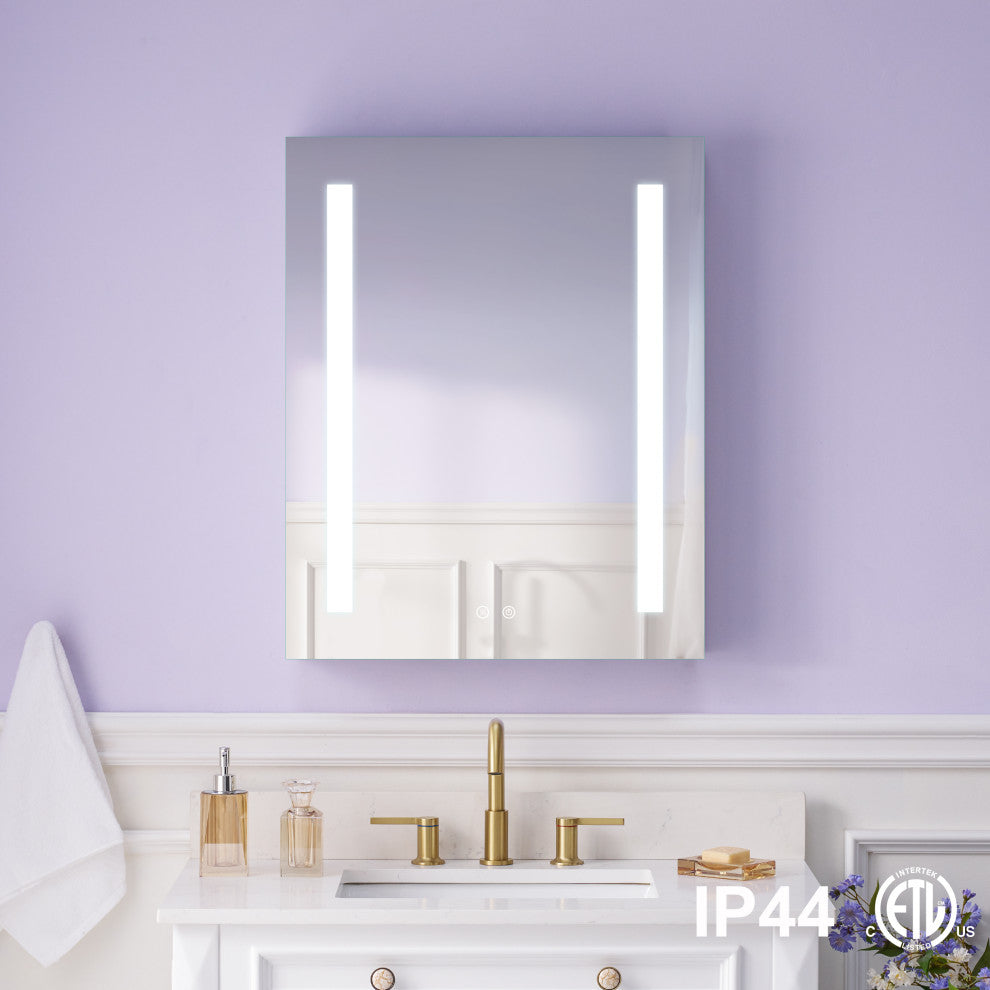 Recessed/Surface Mount LED Medicine Cabinet Mirror with Defogger, 24"x30" Right Hinge