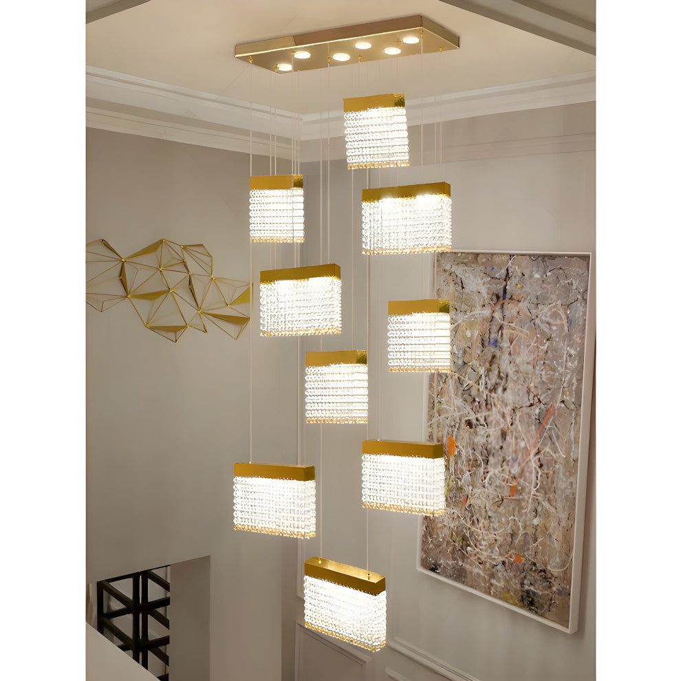 La Rochette | Gorgeous Crystal Blocks LED Ceiling Chandelier