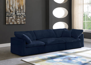 Cozy Velvet Upholstered Comfort 3-Piece Modular Sofa, Navy