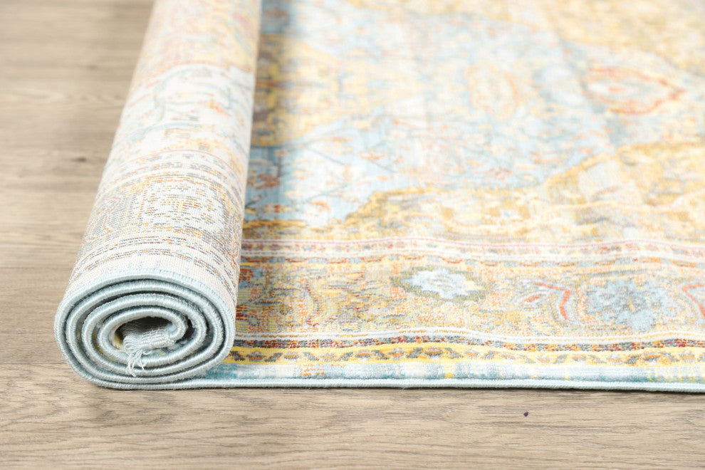Floral Vintage Style Distressed Heat-Set Oriental Turkish Area Rug 8x10