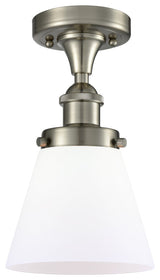 Small Cone 1-Light Flush Mount, Brushed Satin Nickel, Matte White