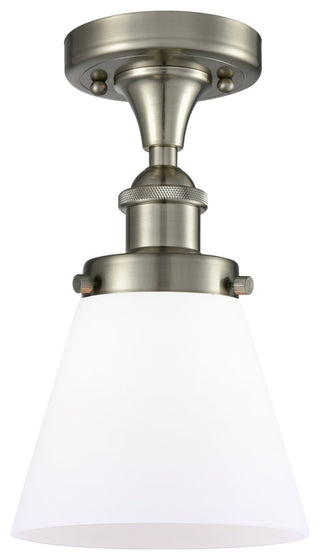 Small Cone 1-Light Flush Mount, Brushed Satin Nickel, Matte White