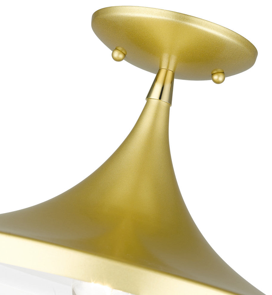 Livex Lighting Waldorf 1-Light Soft Gold Semi-Flush With Polished Brass Accents