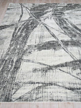 Kyoto Hand-loomed Wool/Bamboo Silk Silver/Black Area Rug, 10'x14'