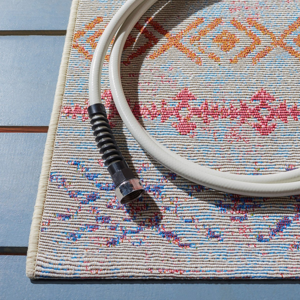 Safavieh Summer SMR429 Indoor-Outdoor Rug, Ivory/Blue, 4'x6'