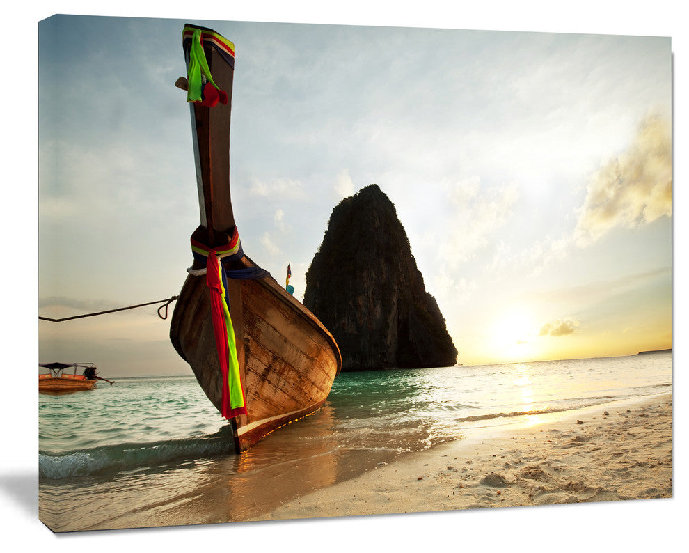 Large Fishing Ship in andaman, Seashore Canvas Art Print, 40"x30"