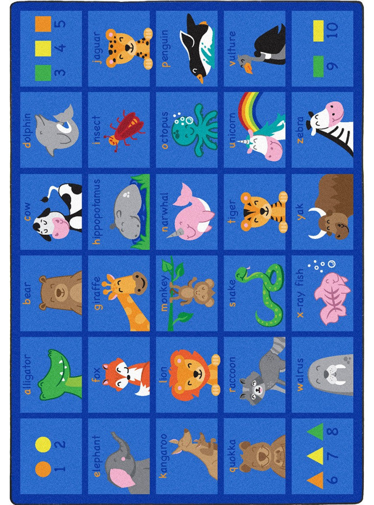 Friendly Phonics Animals 7'8" X 10'9" Area Rug, Color Multi