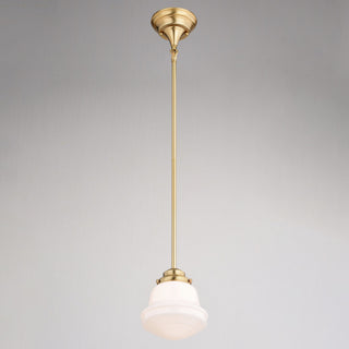 Huntley Gold Brass Farmhouse Mini Pendant Ceiling Light White Schoolhouse Glass