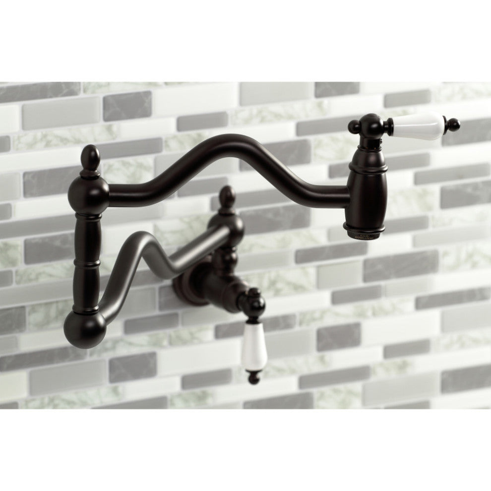 Kingston Brass KS2105PL Heritage Wall Mount Pot Filler, Oil Rubbed Bronze