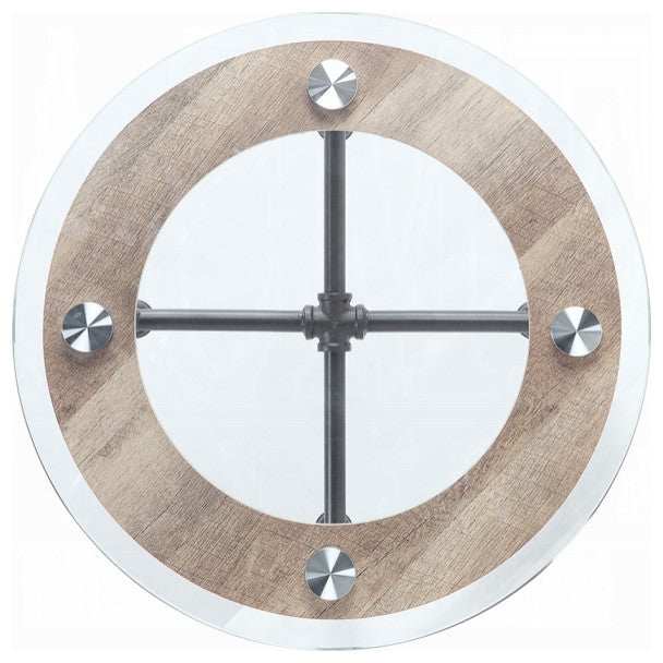 Brantley End Table, Clear Glass and Sandy Gray Finish