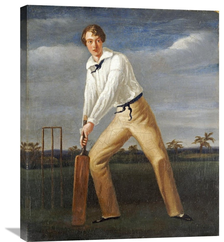 "A Cricketer at The Crease" Artwork, 25" x 30"
