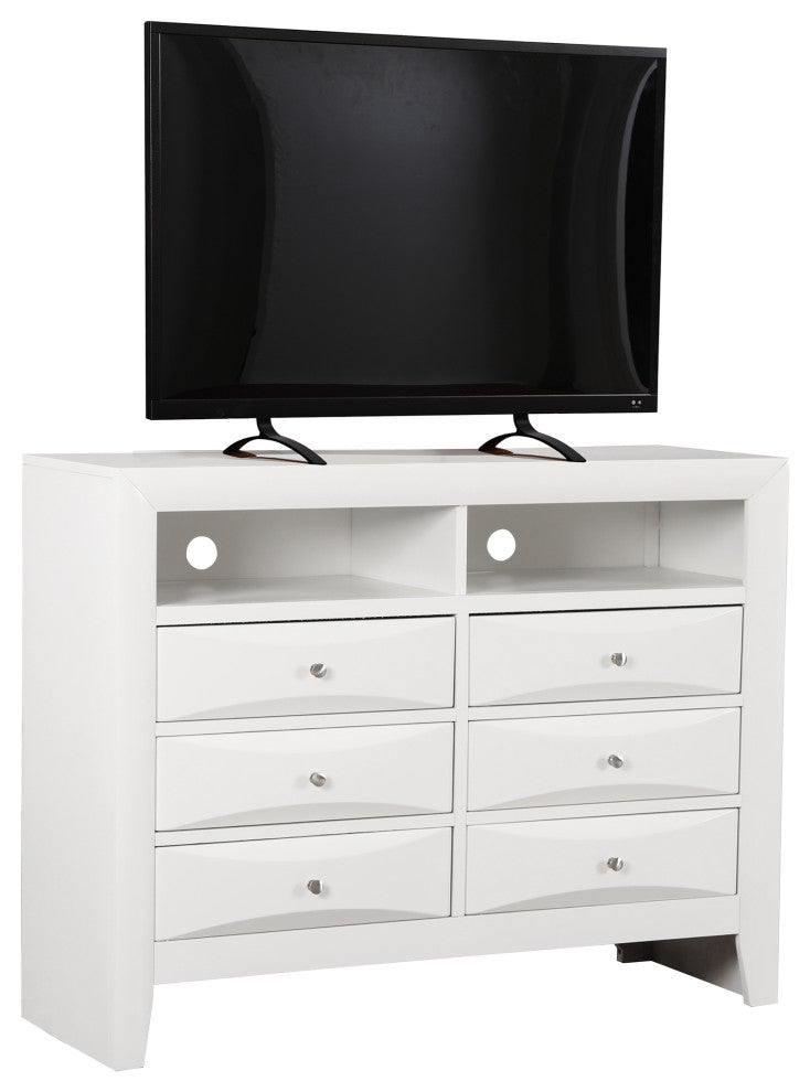 Marilla White 6 Drawer Chest of Drawers, 47"x17"x37"