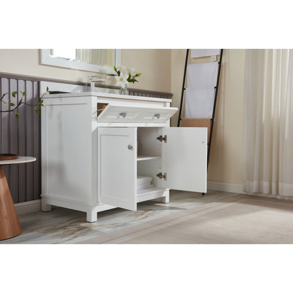 Legion Furniture WS2515 Series Bathroom Sink Vanity, White, 36", Artificial Stone Top, Single Sink