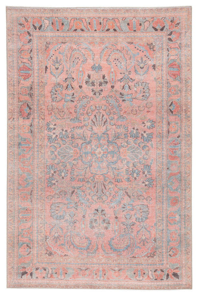Machine Washable Jaipur Living Pippa Medallion Pink/Light Blue Area Rug, 6'x9'