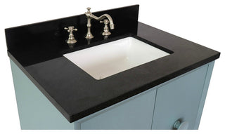 31" Single Wall Mount Vanity, Aqua Blue Finish With Black Galaxy Top