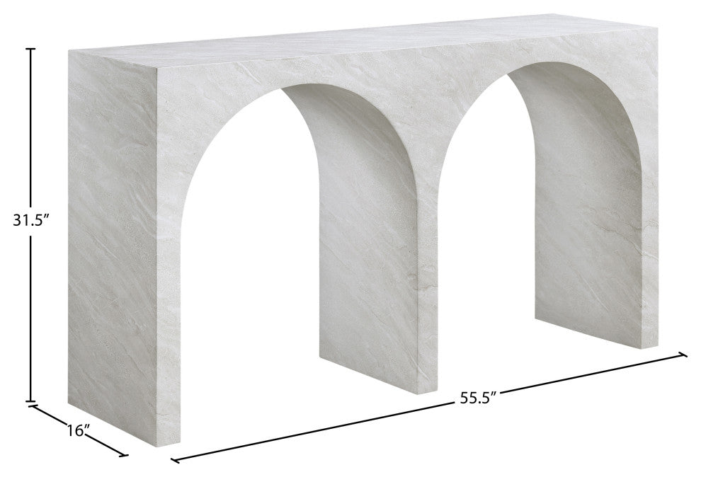 Faenza Concrete Console Table, White, Marble Finish