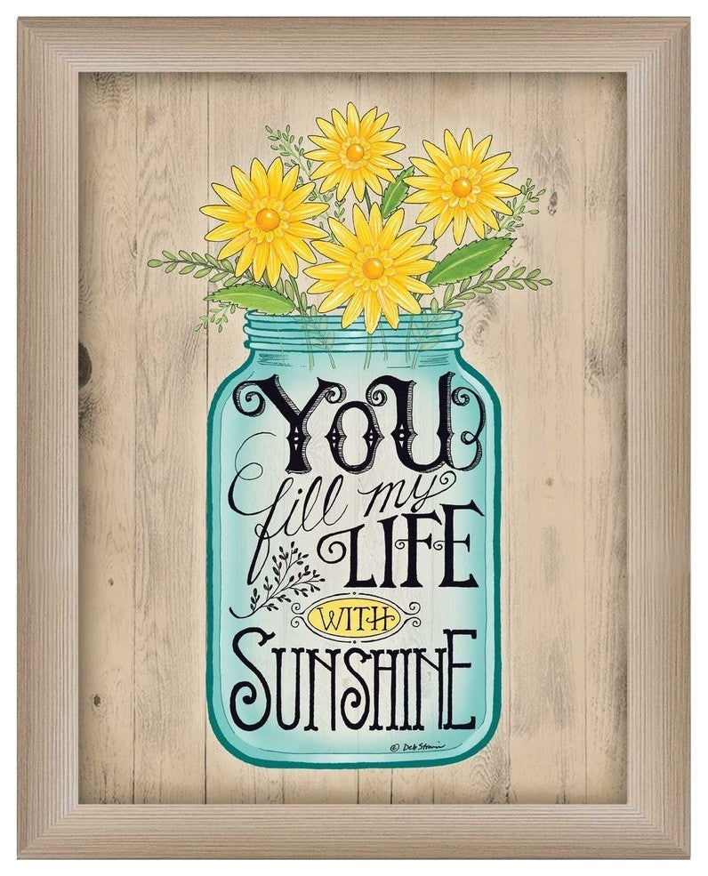 "Sunshine" By Deb Strain, Printed Wall Art, Ready To Hang, Beige Frame