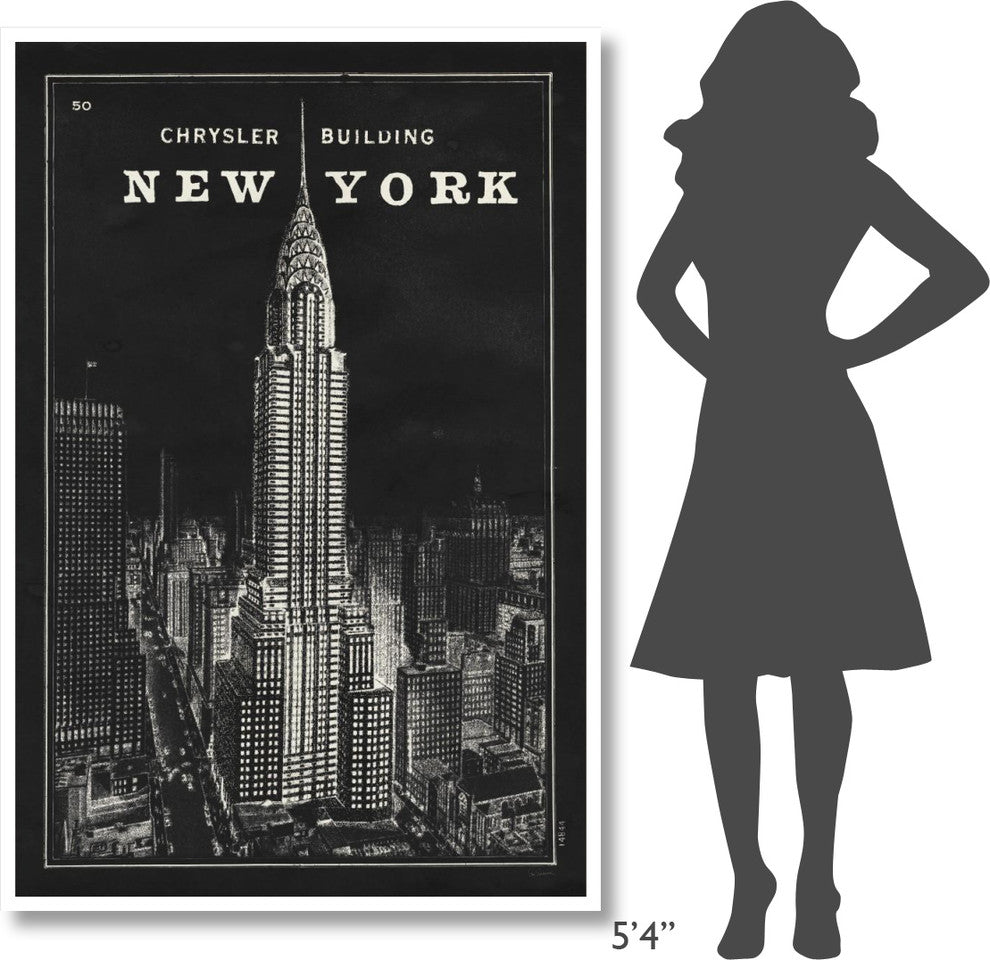 "Blueprint Map New York Chrysler Building Black" Print by Sue Schlabach, 42"x62"